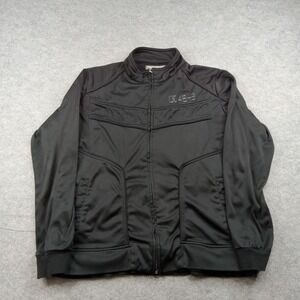 BKE Jacket Mens Large Black Track Full Zip Fleece Lined Slim Fit Athletic